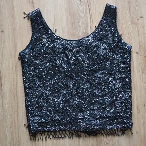 Vintage Cropped Luxury Jeweled Tank Blouse